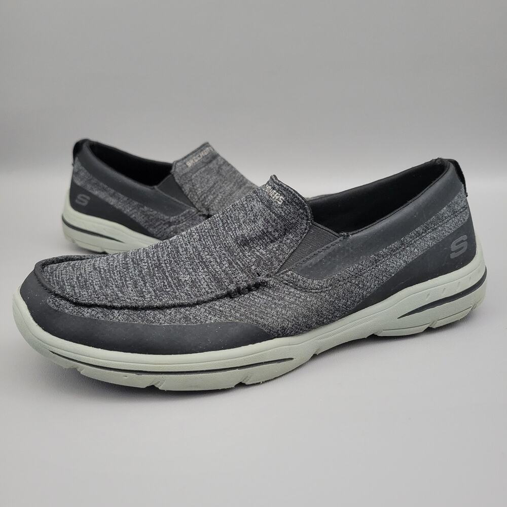 Skechers Harper Moven Mens 11 Casual Slip On Gray Textile Loafers Comfort